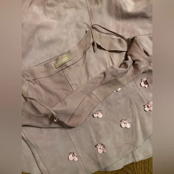 Luca luca silk 100% leather crop top floral & skirt 6 italian vtg 90s Coachella - Picture 7 of 16